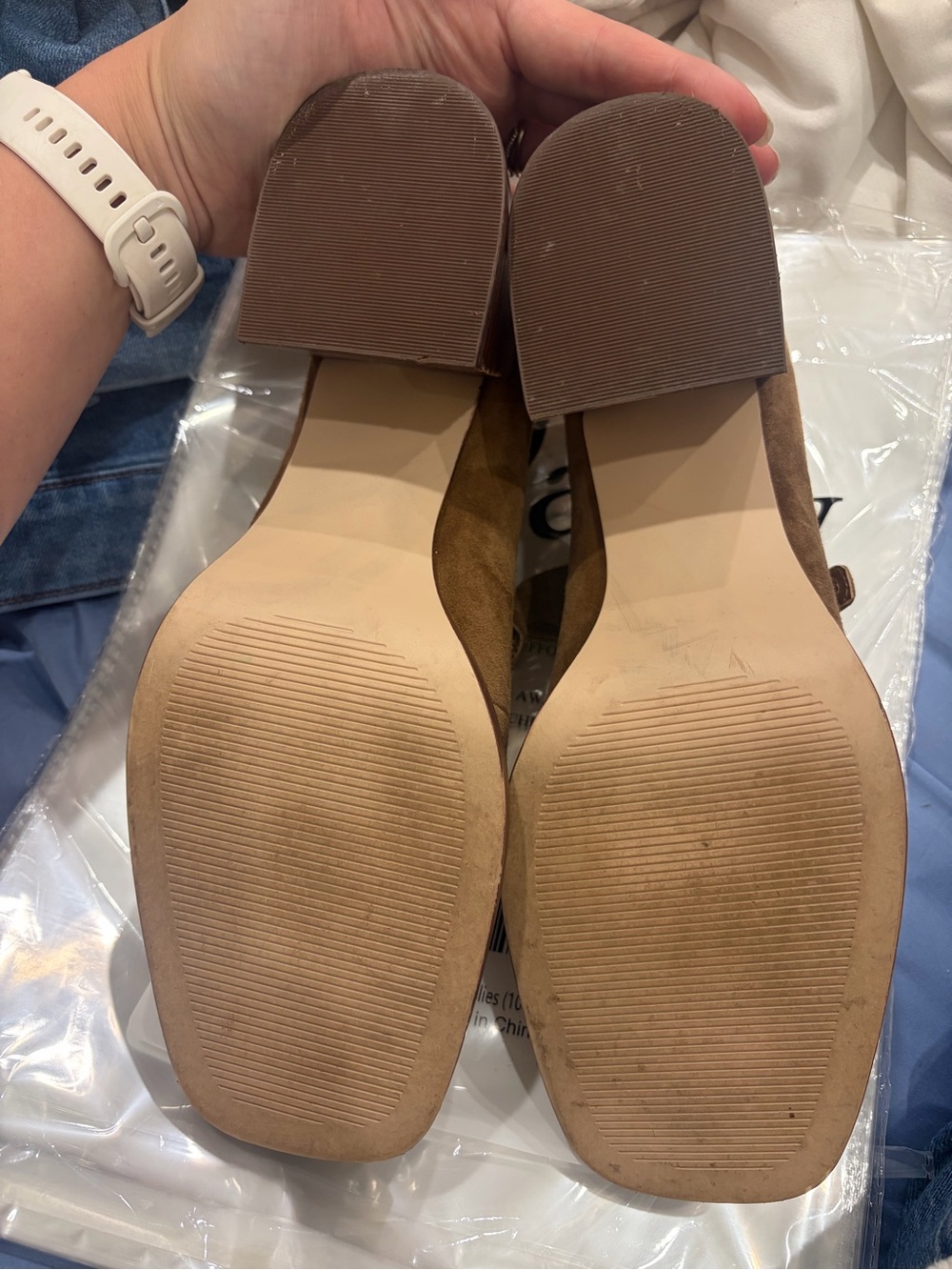 Steve Madden Tan Suede Mary Jane Block Heels Size 10 - Picture 5 of 5